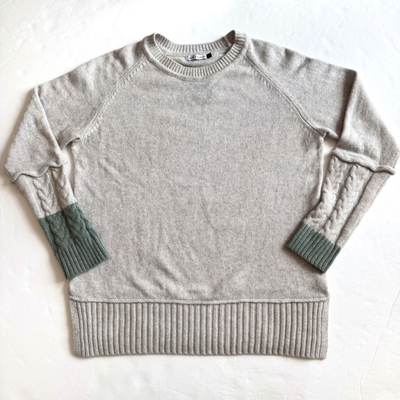 Zaket Plover Pullover Sweater Womens Large Gray Colorblock Minimalist Cable Knit - Picture 1 of 8